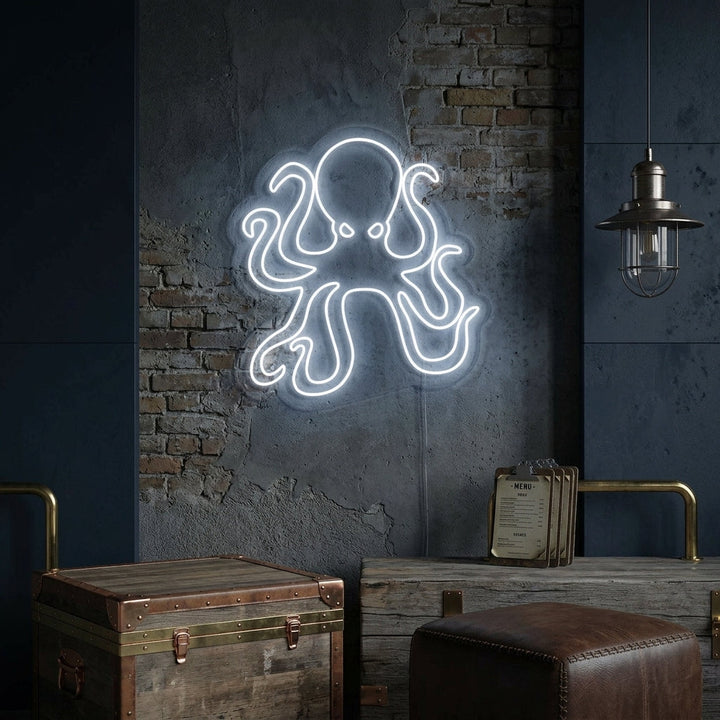 "Blekksprut Restaurant Havdyr" Neonskilt