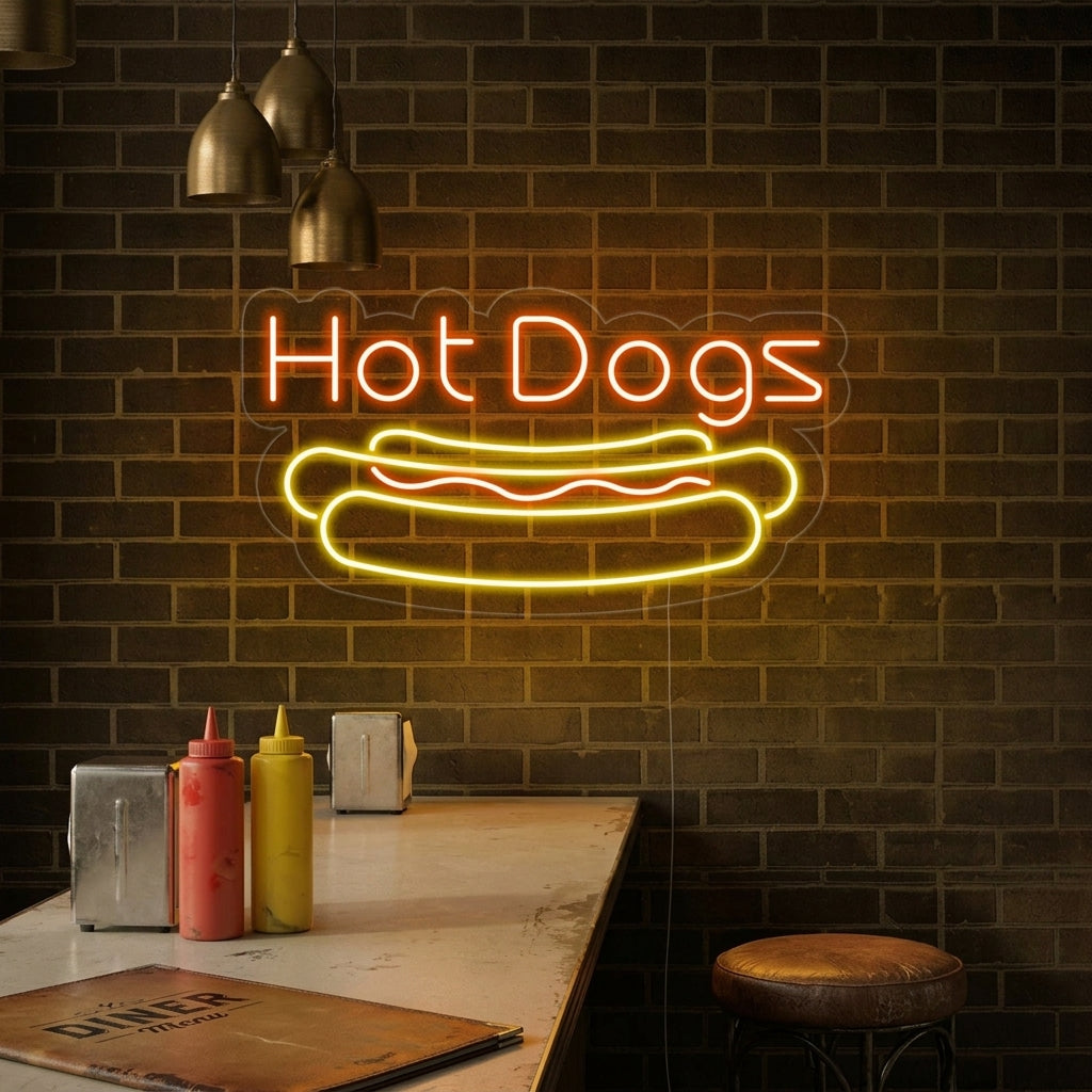 "Hot Dogs" Neonskilt