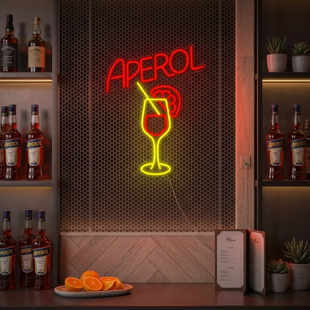 "Aperol Bar Og Glasskopp" Neonskilt