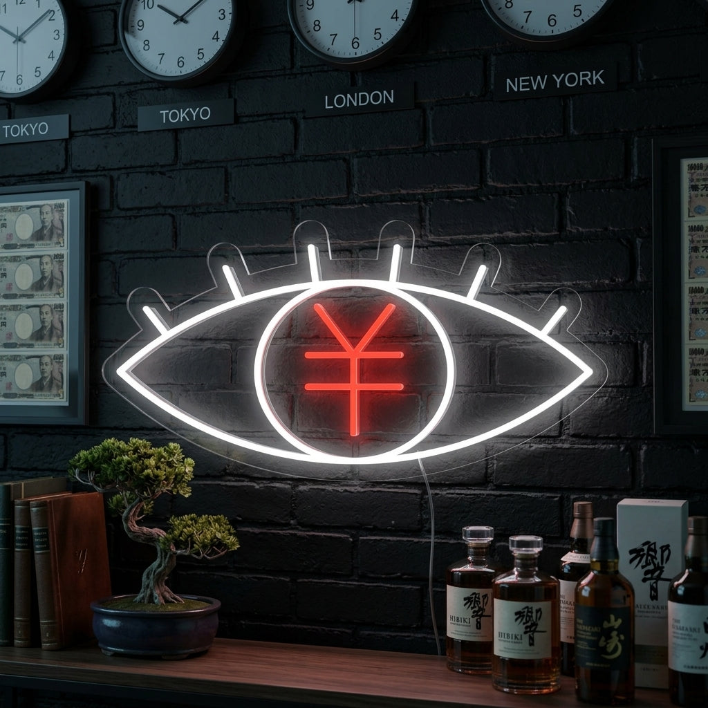 "Japansk Yen Symbol Med Øye" Neonskilt