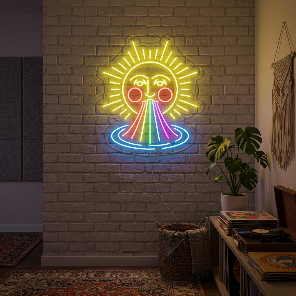 "Regnbue sol" Neonskilt