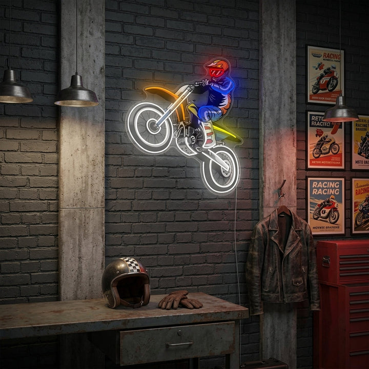 "Motocross Rider Jumping Riding" Neonskilt