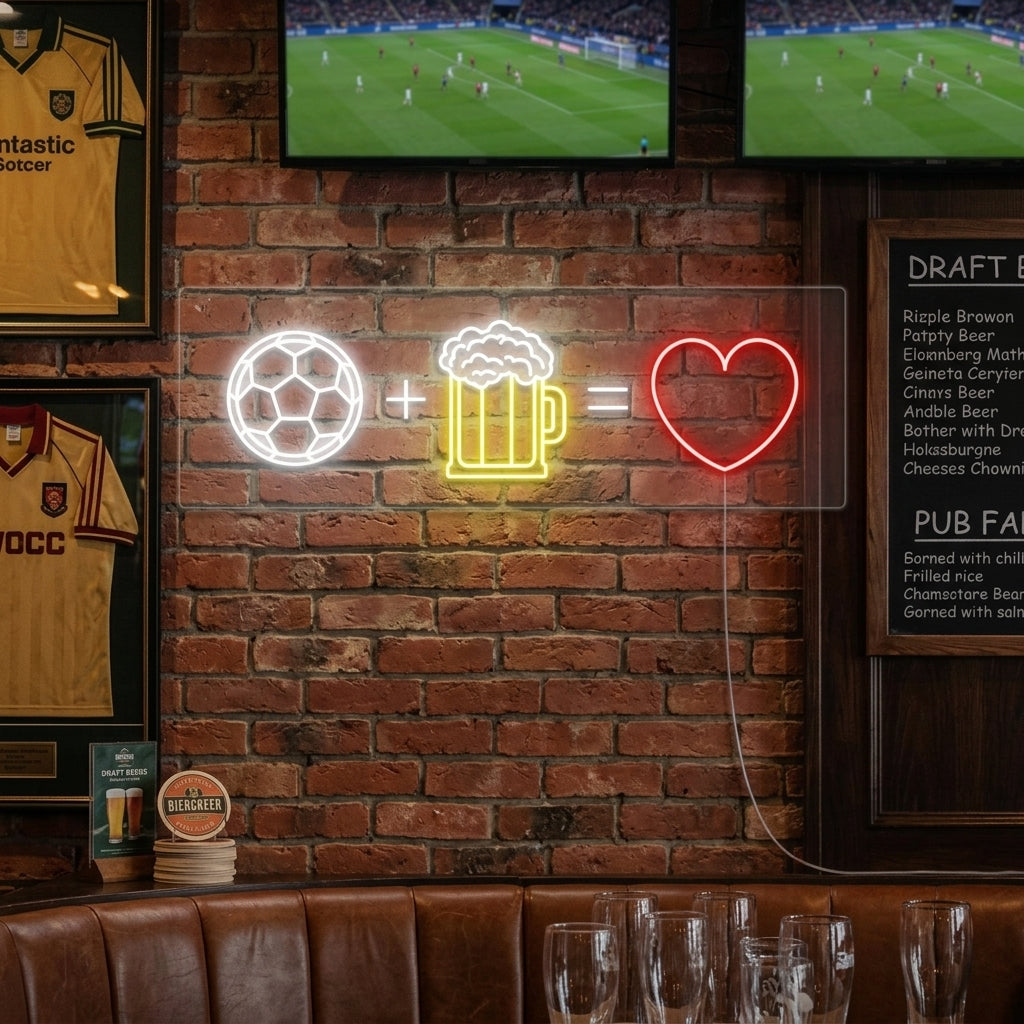 "Fotball Øl Hjerte" Neonskilt