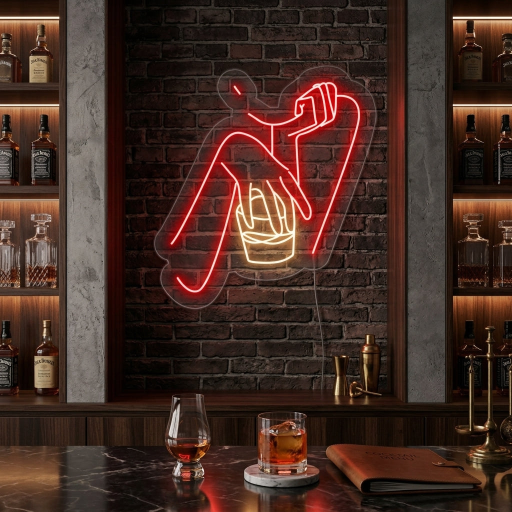 "Whiskey Kvinnebar" Neonskilt
