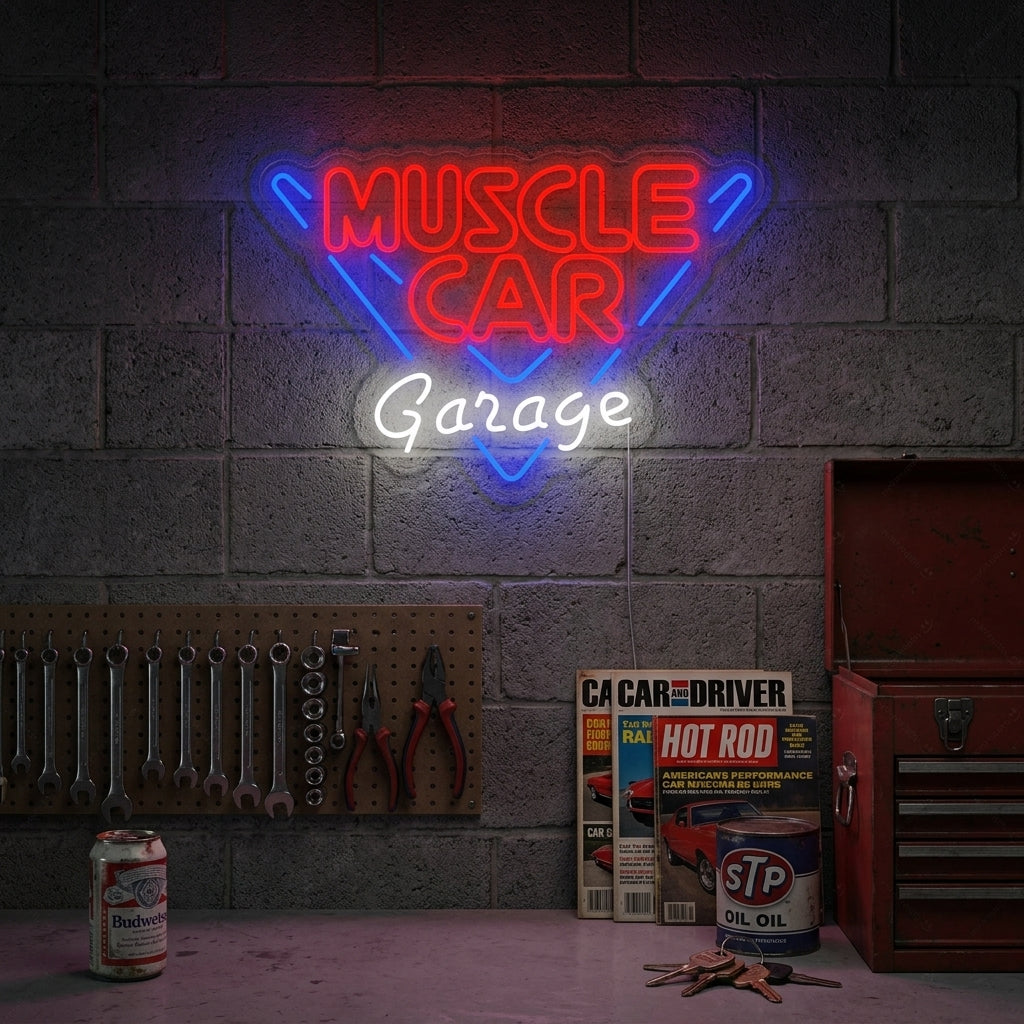 "Muscle Car Garage" Neonskilt