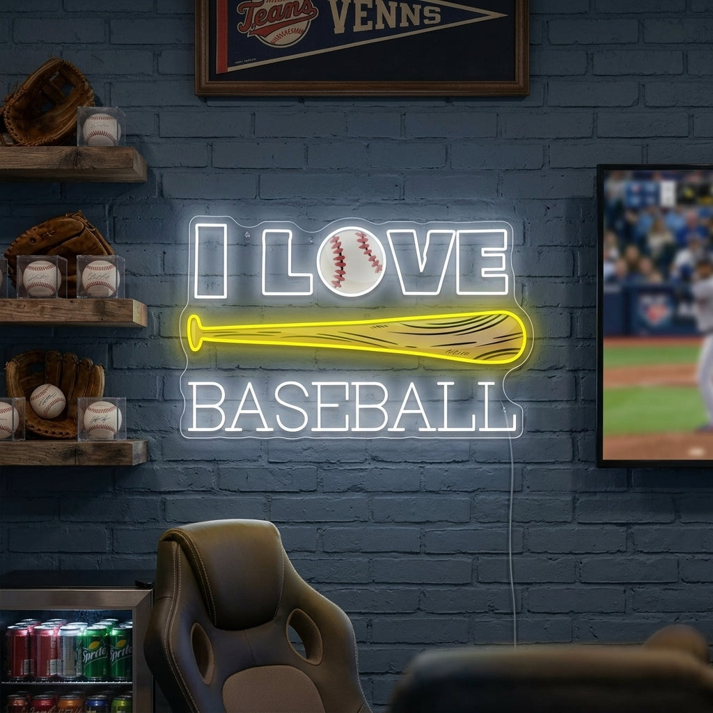 "I Love Baseball" Neonskilt
