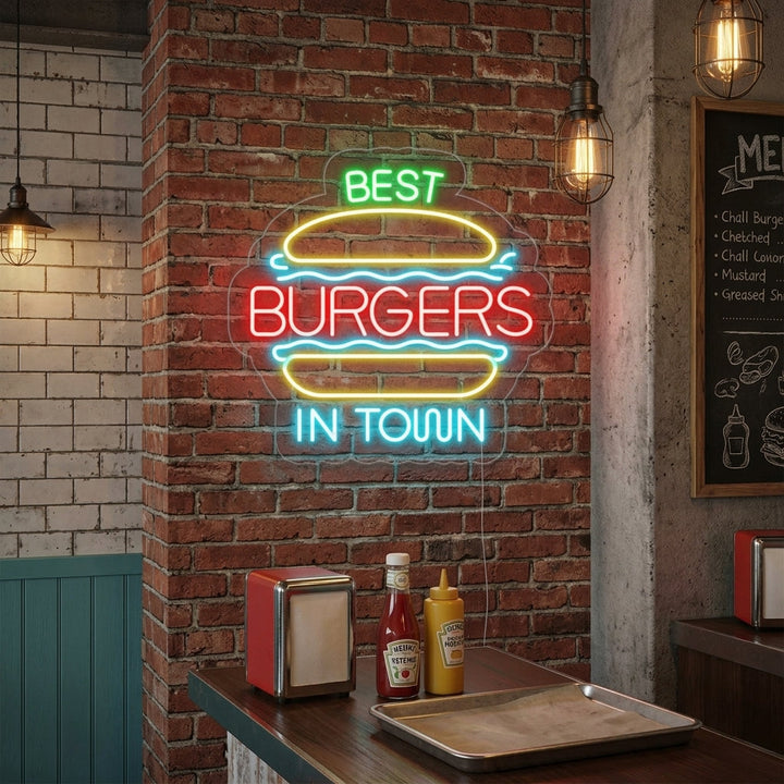 "Best Burgers In Town" Neonskilt