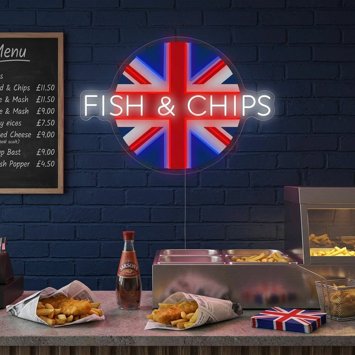 "Uk Fish & Chips" Neonskilt