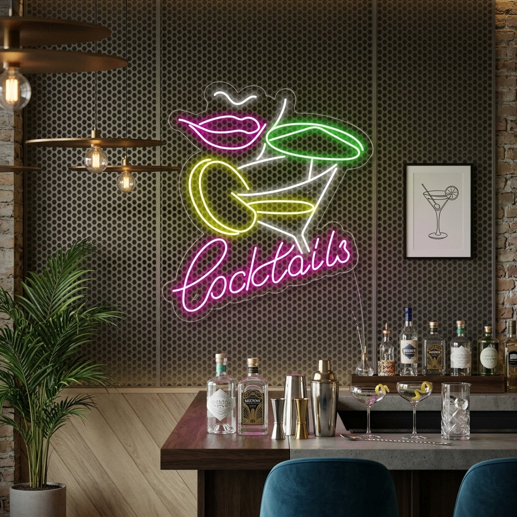 "Gin Tonic Cocktail Kvinne Bar" Neonskilt