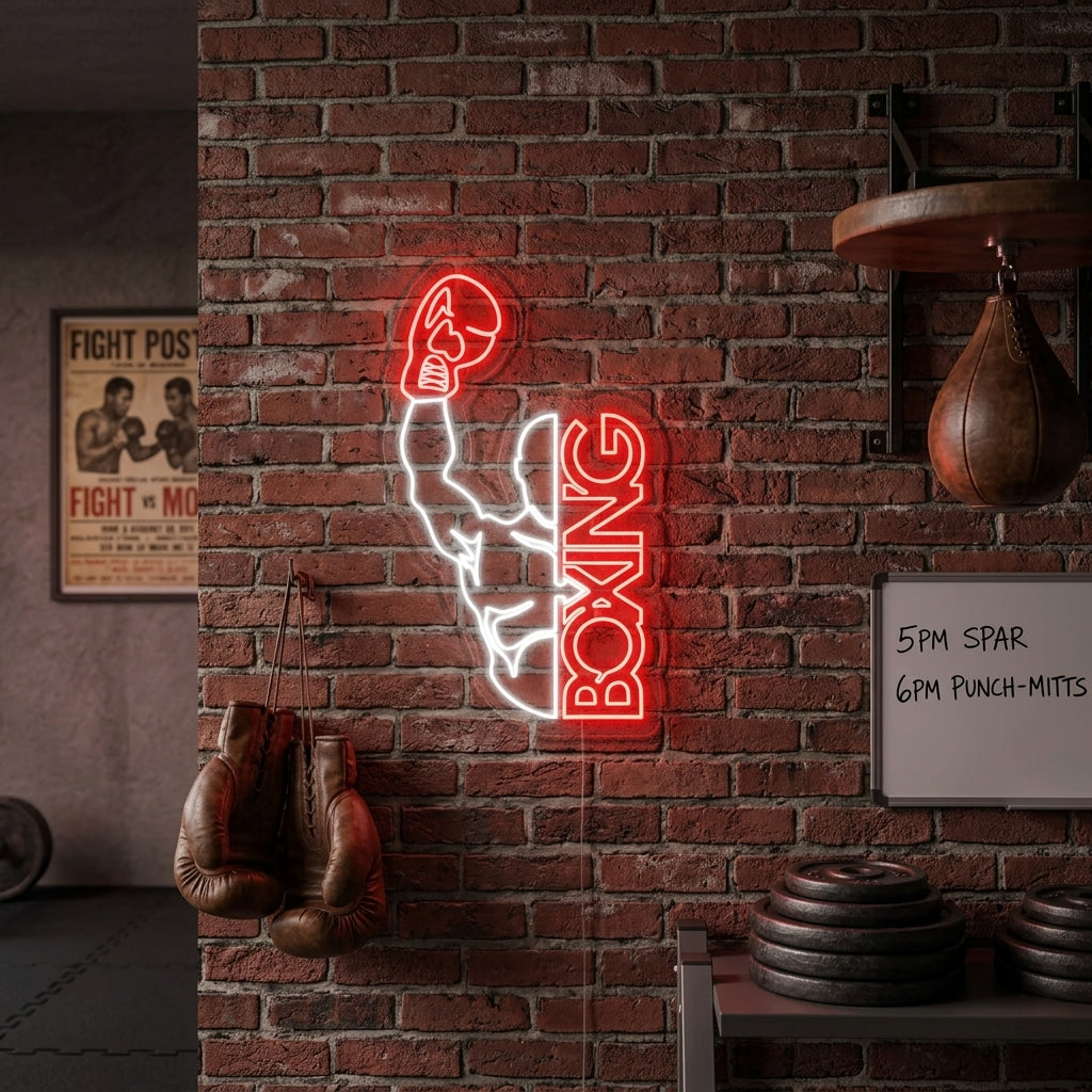 "Boxing, Mann" Neonskilt