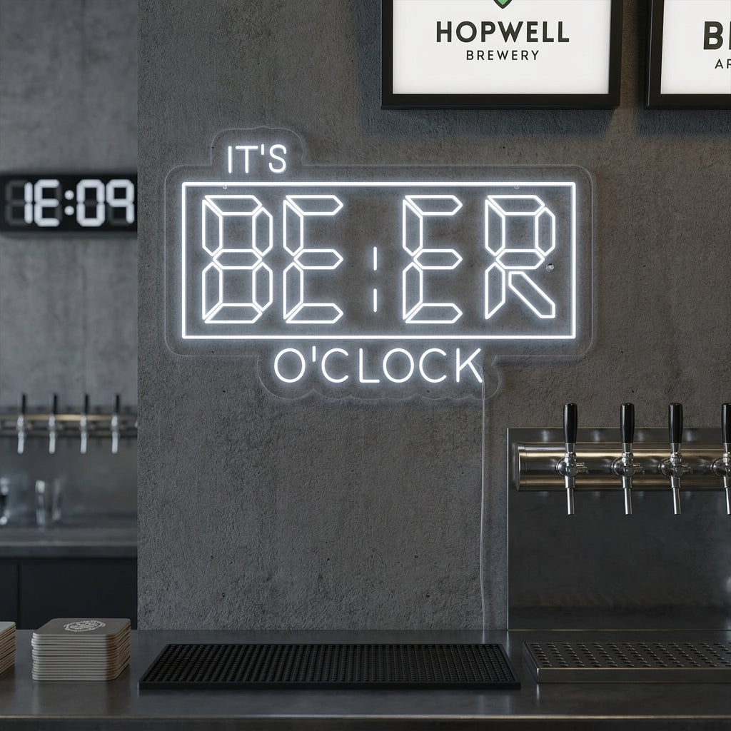 "Its Beer Oclock Bar" Neonskilt