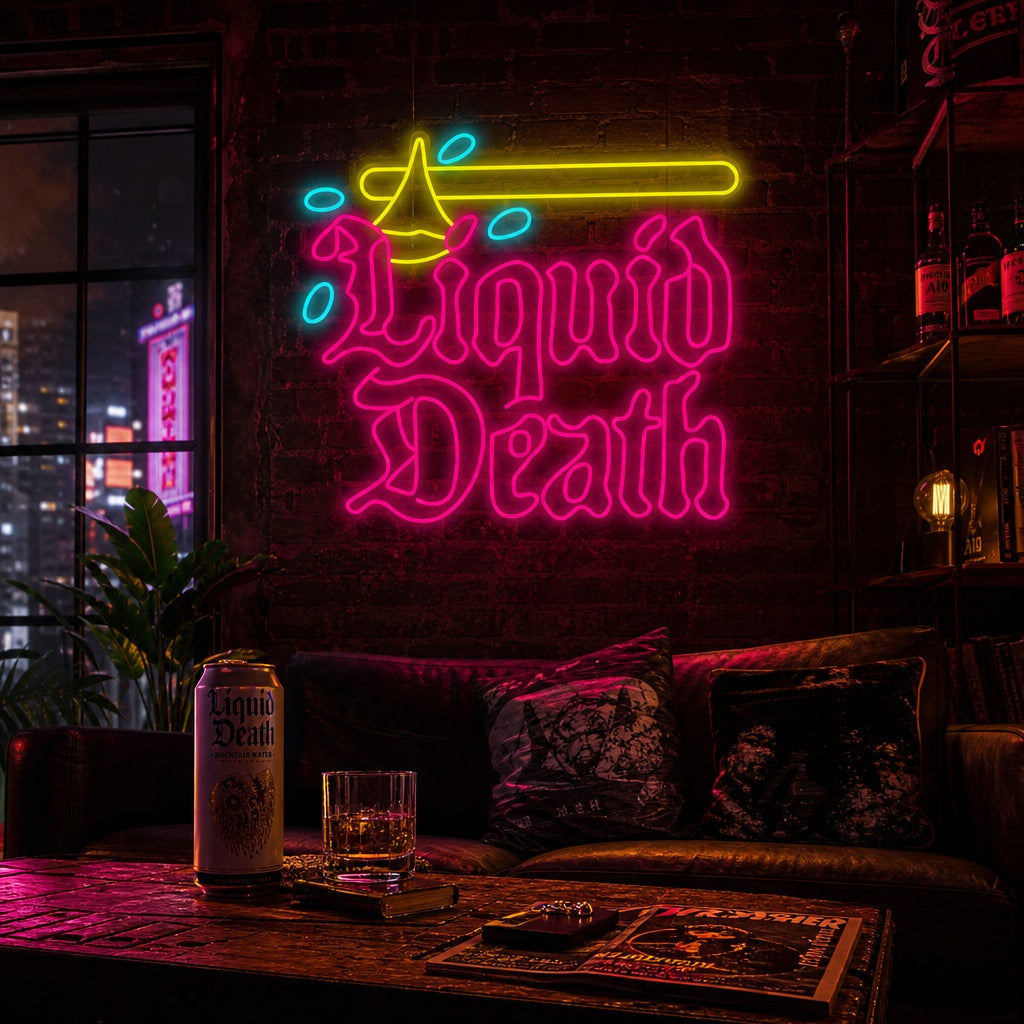 "Liquid Death" Neonskilt