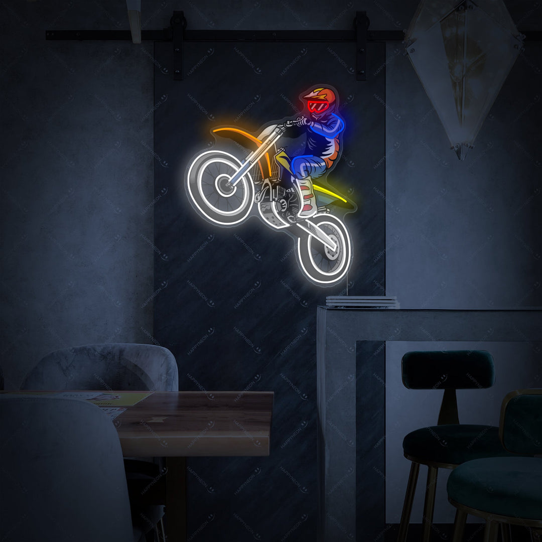 "Motocross Rider Jumping Riding" Neonskilt