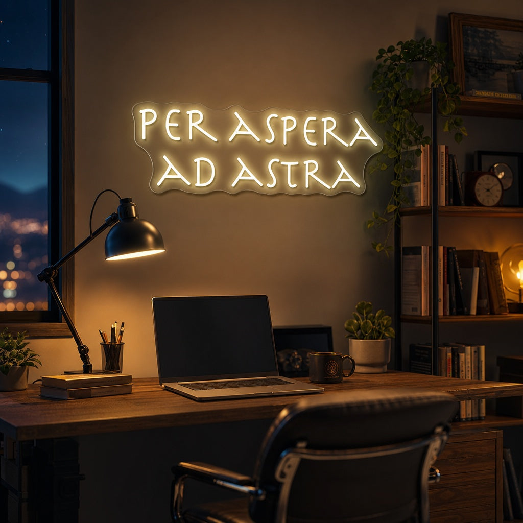 "PER ASPERA AD ASTRA" Neonskilt