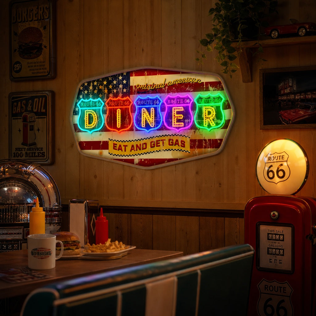 "Retro Route Diner" Neonskilt