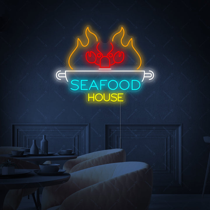 "Seafood House" Neonskilt
