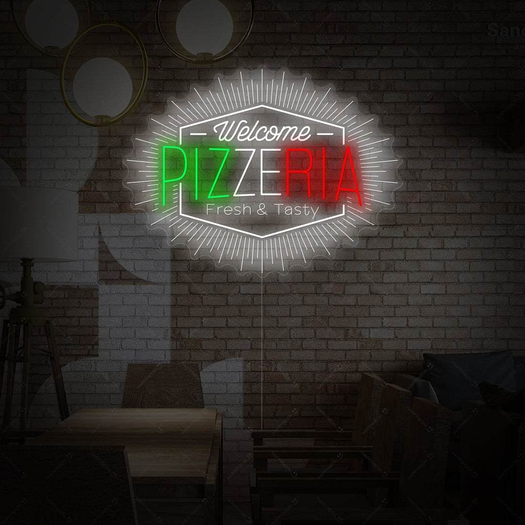 "Welcome Pizzeria" Neonskilt