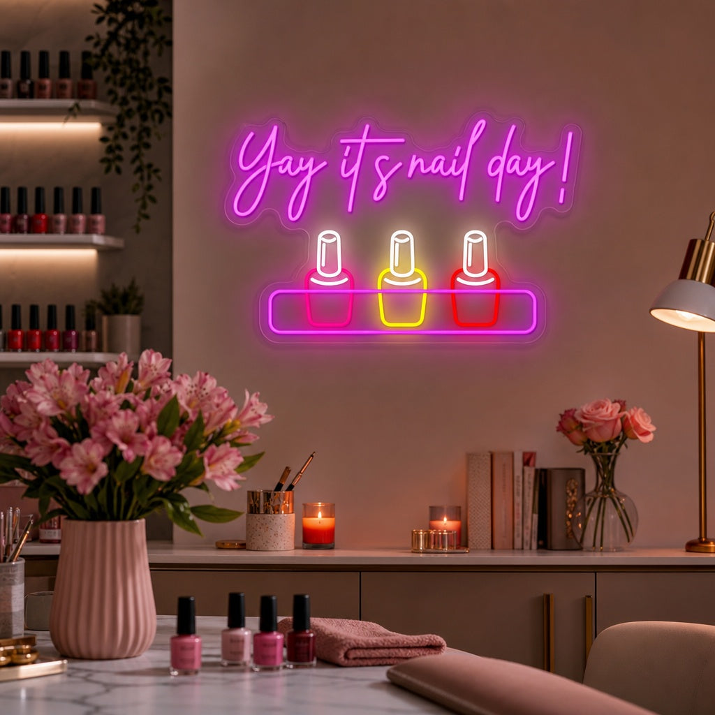 "Yay It Is Nail Day" Neonskilt