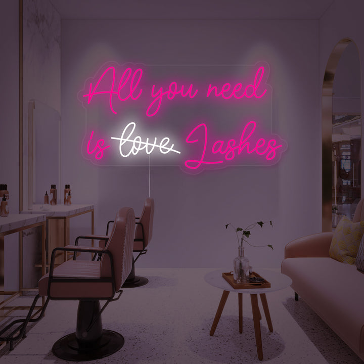 "All You Need Is Lashes Øyevipper" Neonskilt