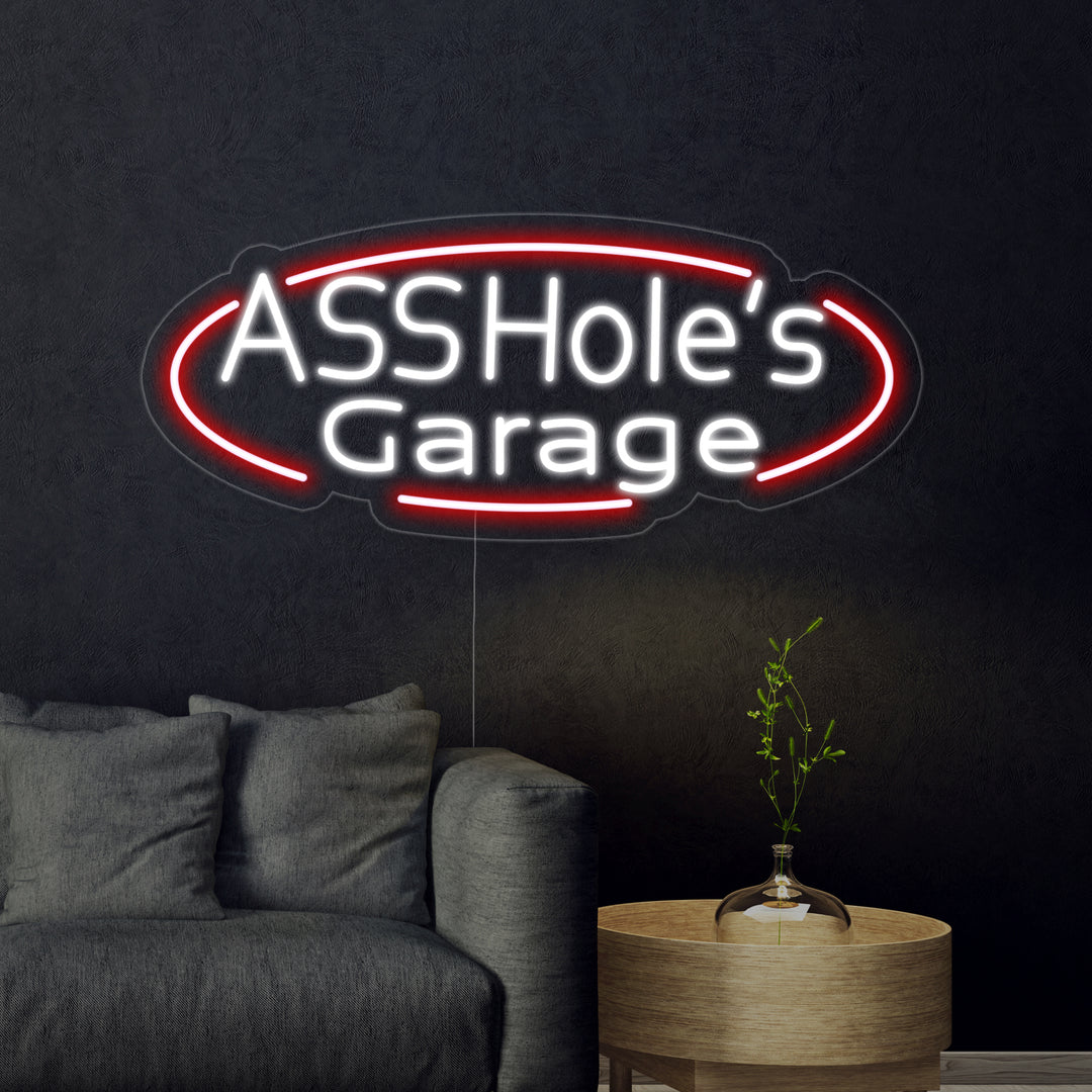 "Assholes Garage" Neonskilt