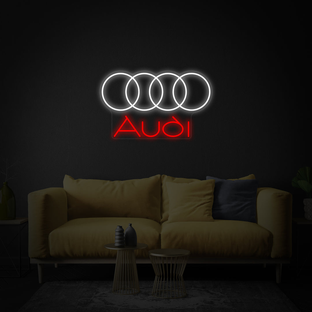 "Aud Logo Med Fire Sirkler" Neonskilt