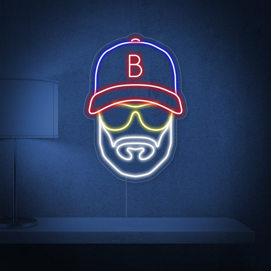 "Baseballmann Med Hatt" Neonskilt