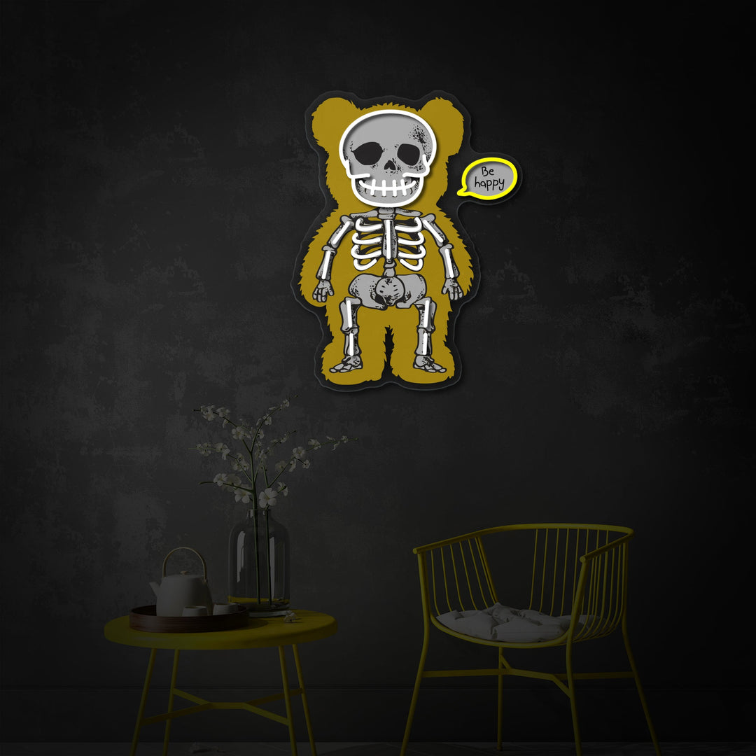 "Bear Skeleton" UV-trykt LED-neonskilt