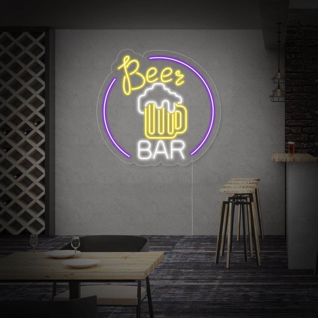 "Beer Bar, Ølglass, Bar" Neonskilt