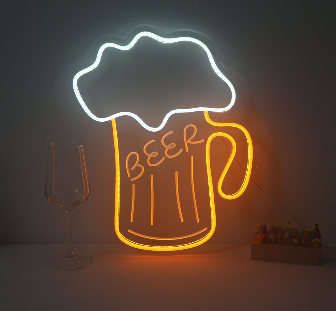 "Beer, Ølglass" Mini Neonskilt