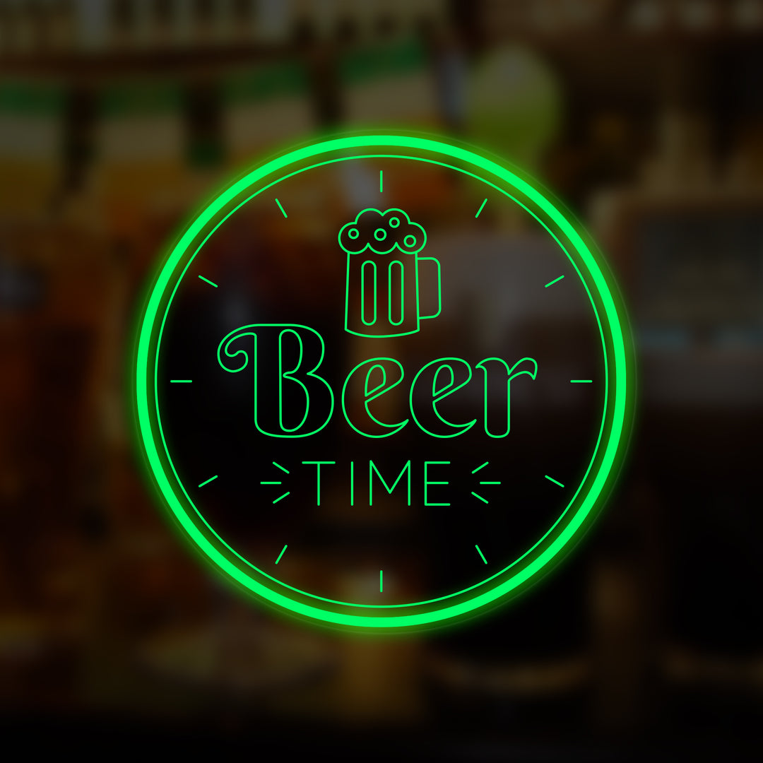 "Beer Time Bar Øl" Miniatyr Neon Skilt