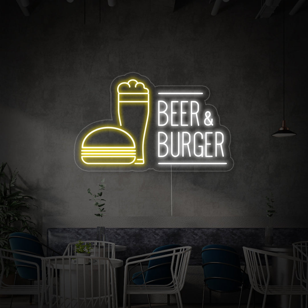 "Beer And Burger" Neonskilt