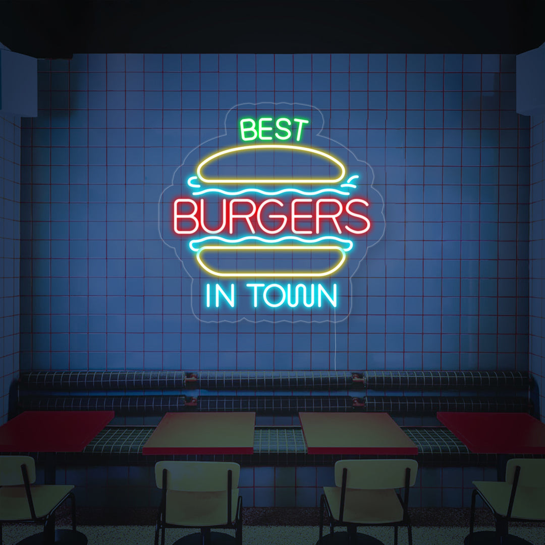 "Best Burgers In Town" Neonskilt