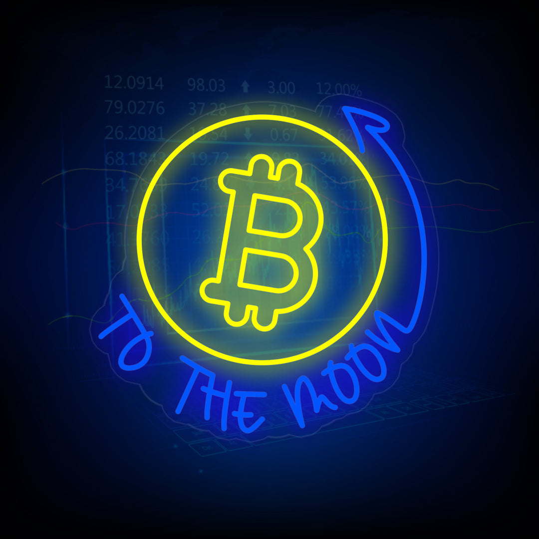 "Bitcoin to the Moon" Neonskilt