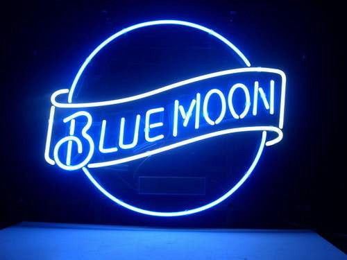 "Blue Moon Lagerøl" Neonskilt