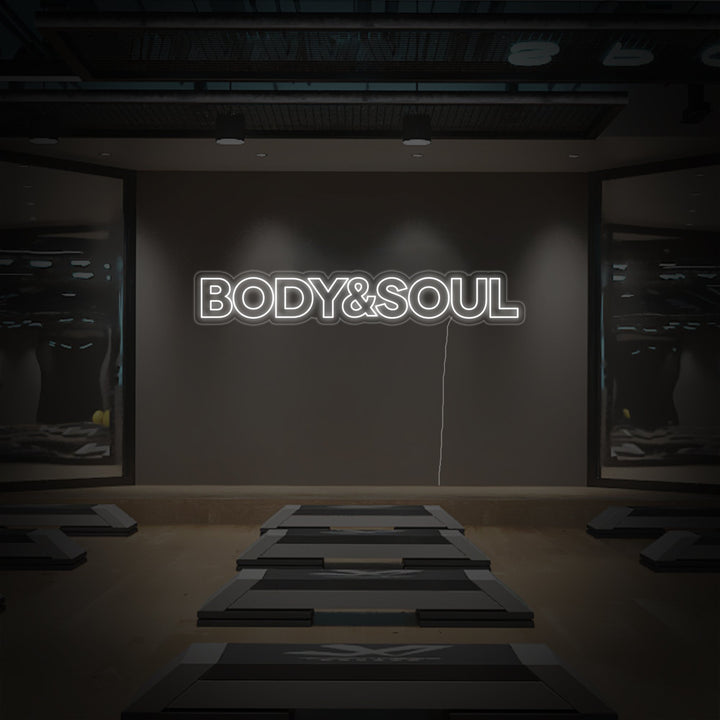"Body And Soul, Gym Dekor, Gym Sitater, Fitness Sitater, Trenings Sitater, Trening Sitater" Neonskilt