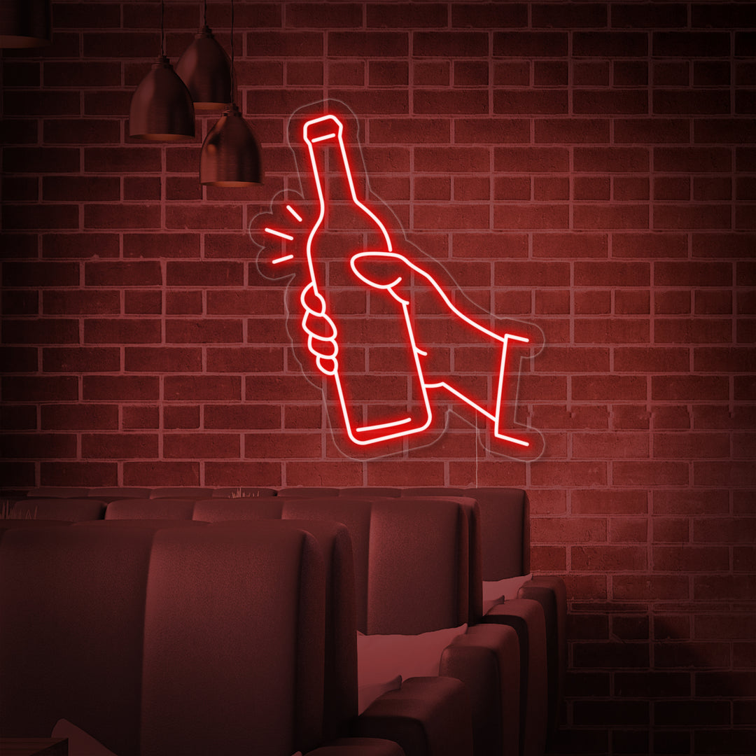 "Flaske Vin" Neonskilt