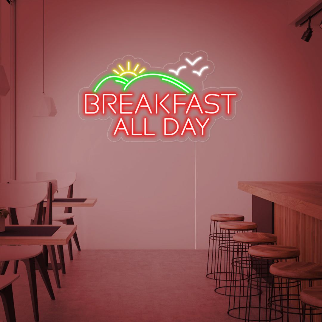 "Breakfast All Day" Neonskilt