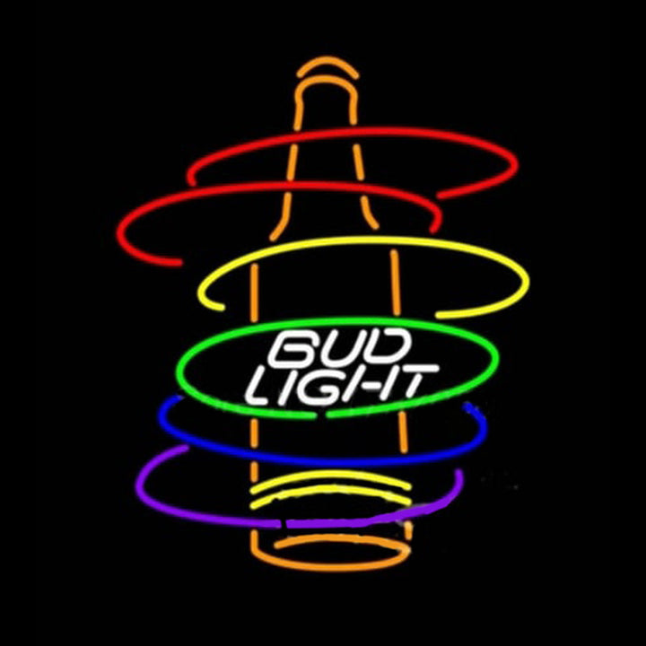 "Bud Light Rainbow Bottle" Neonskilt