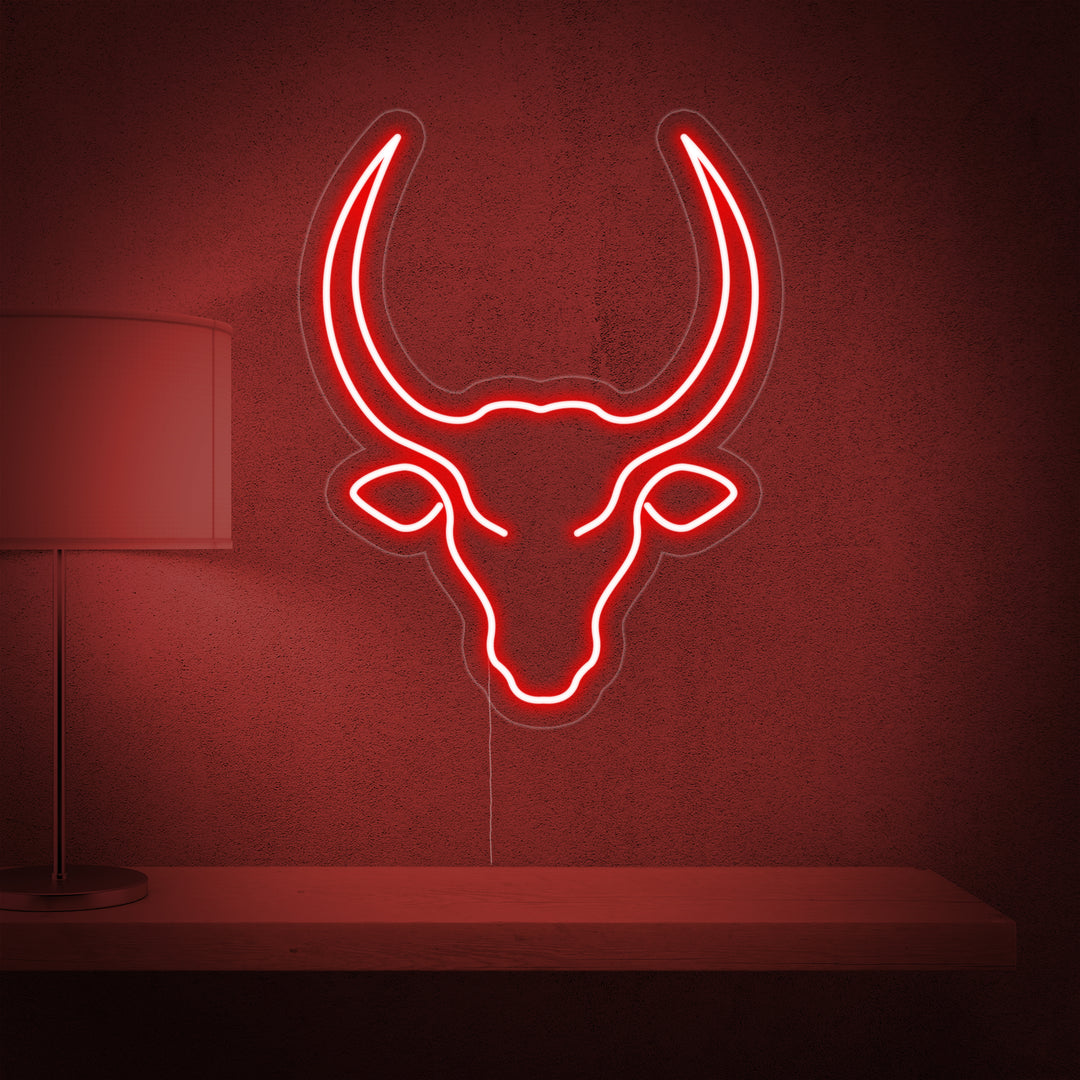 "Bull Skull Cow" Neonskilt