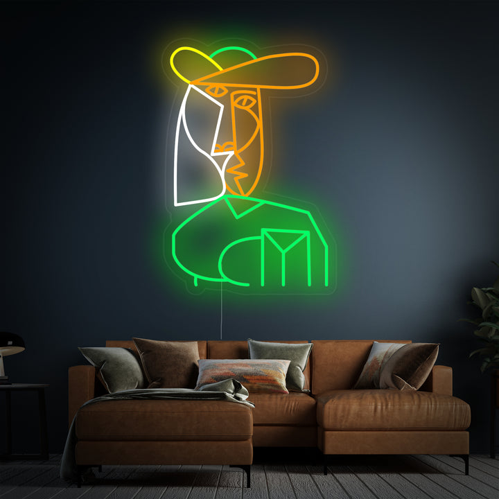 "Byste Av Kvinne Pablo Picasso" Neonskilt
