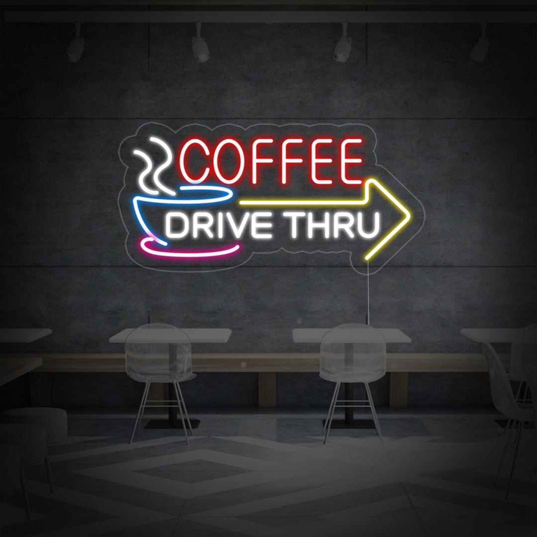 "Coffee Drive Thru" Neonskilt