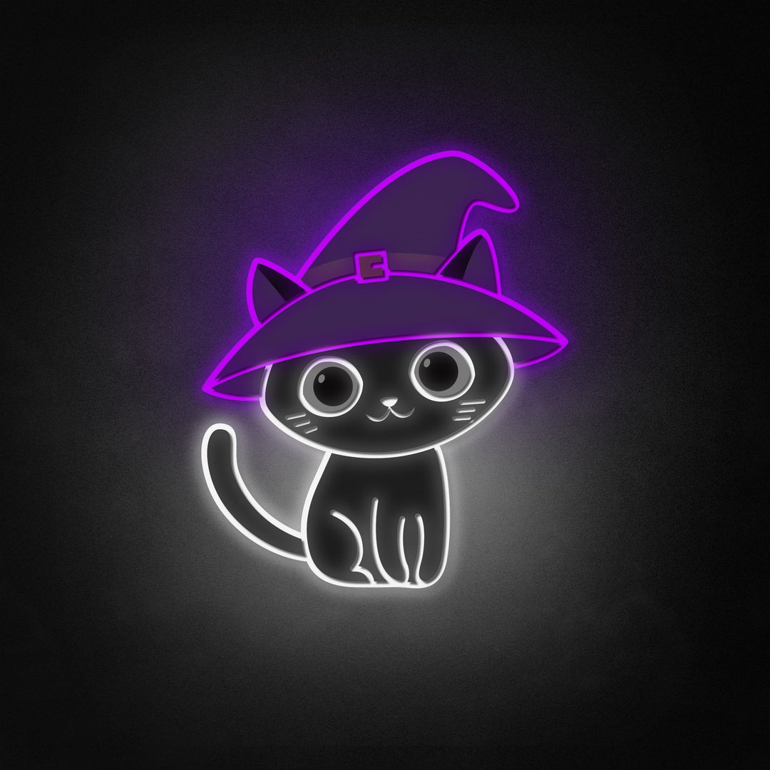 "Katt med heksehatt" Neon Like