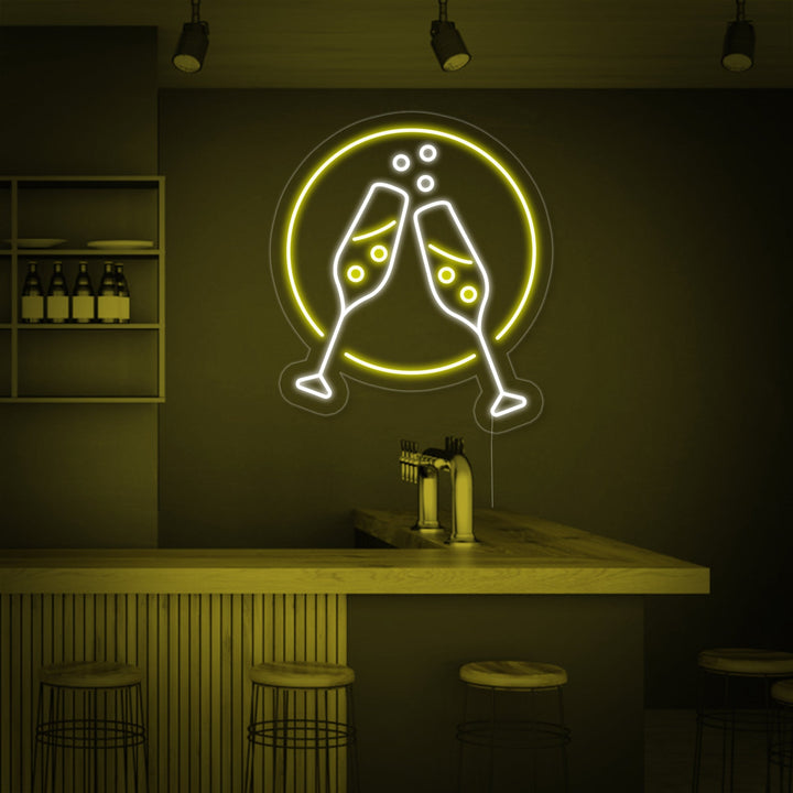 "Champagneglass, Skål" Neonskilt
