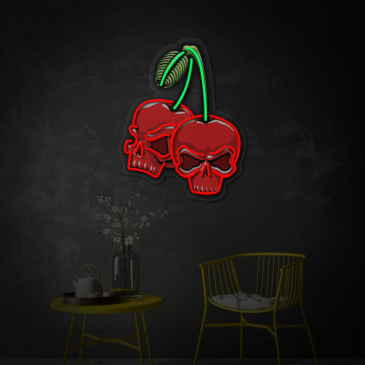 "Cherry Skull" UV-trykt LED-neonskilt