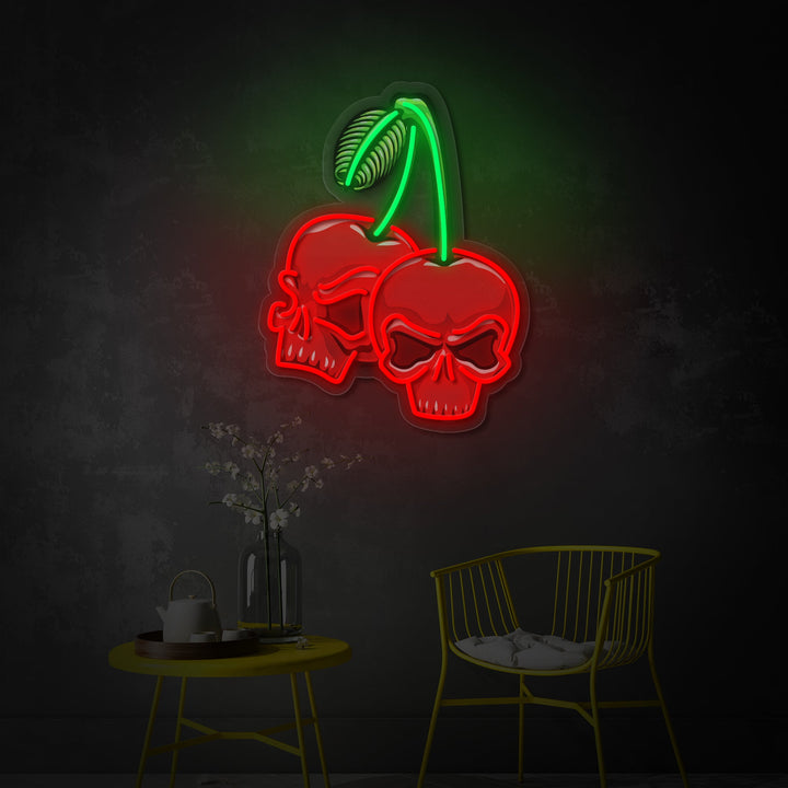 "Cherry Skull" UV-trykt LED-neonskilt