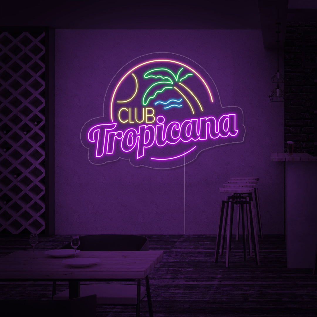 "Club Tropicana Strand, Palmetre, Bar" Neonskilt