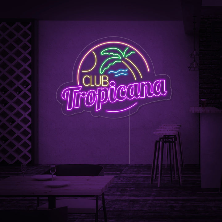 "Club Tropicana Strand, Palmetre, Bar" Neonskilt