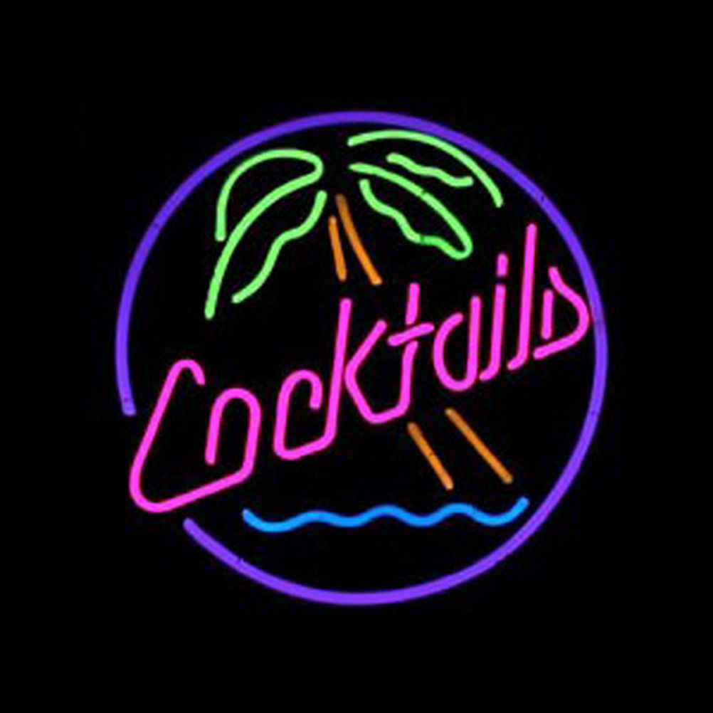 "Cocktails, Øl" Neonskilt