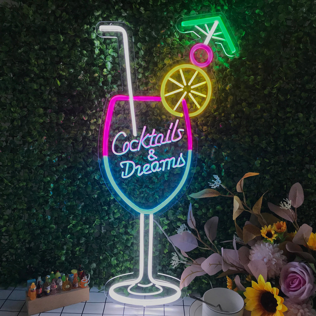 "Cocktails & Dreams" Mini Neonskilt