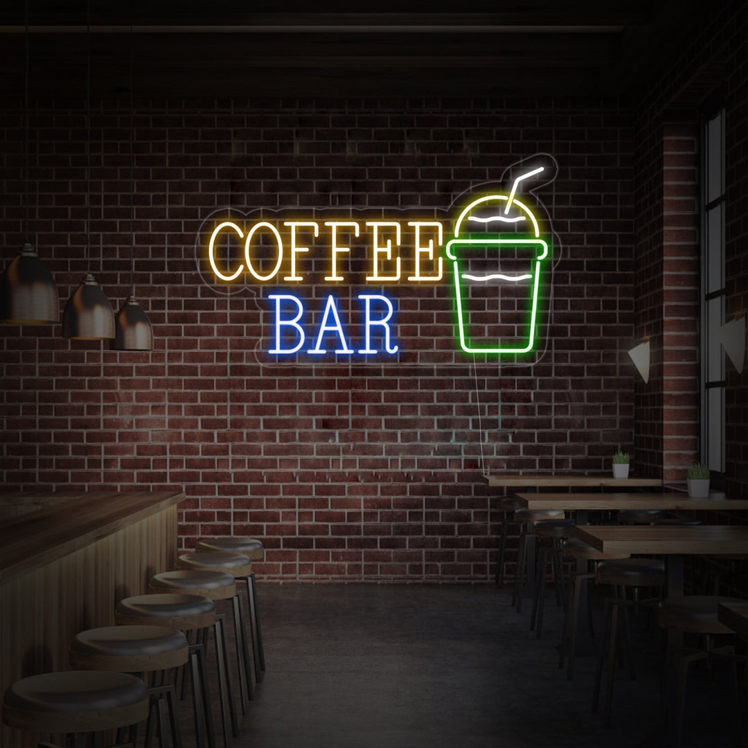 "Kaffekopp, Coffee Bar" Neonskilt